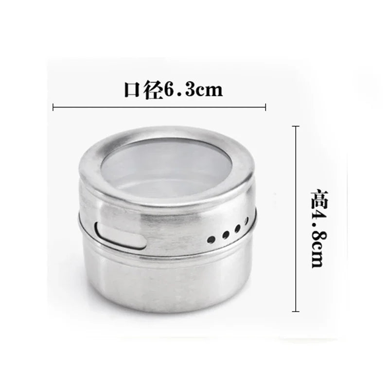 Magnetic Stainless Steel Spice Jars Set – Kitchen Seasoning Containers