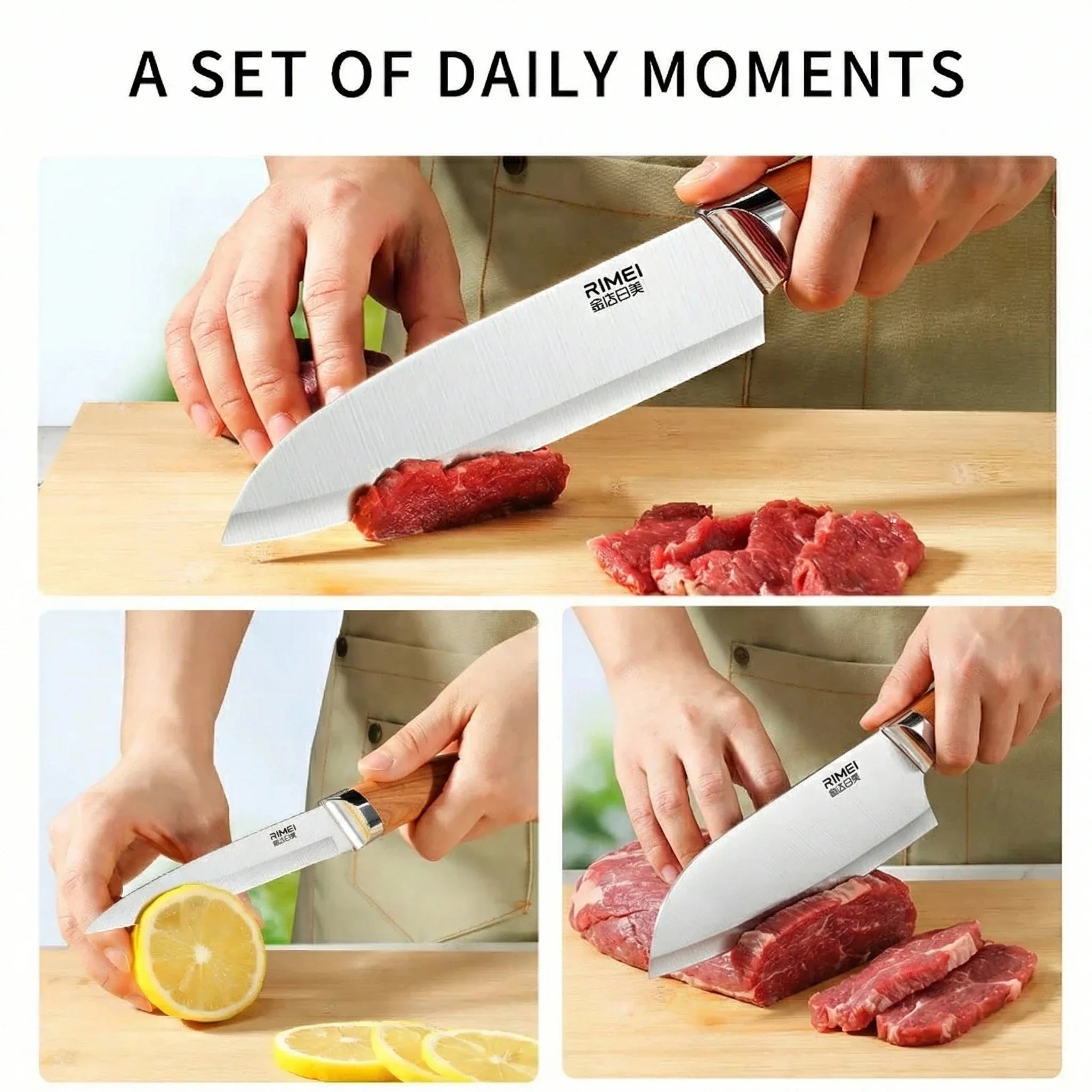 3-Piece Professional Kitchen Knife Set -Stainless Steel Chef Knives