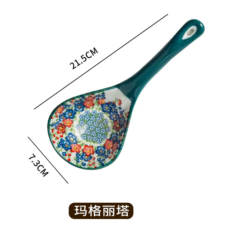 Bohemian Ceramic Ladle Household Large Scoop Spoon –Kitchen Soup Spoon