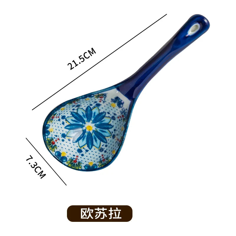 Bohemian Ceramic Ladle Household Large Scoop Spoon –Kitchen Soup Spoon