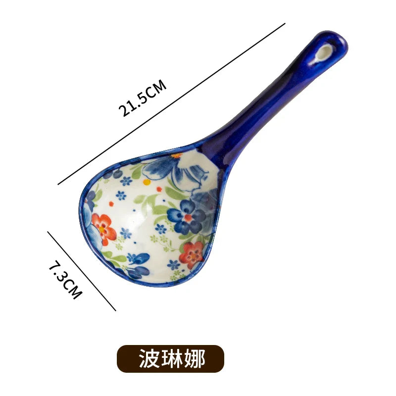 Bohemian Ceramic Ladle Household Large Scoop Spoon –Kitchen Soup Spoon
