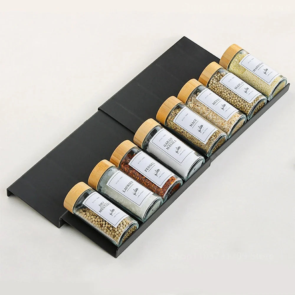 4-Layer Adjustable Spice Drawer Organizer – Kitchen Seasoning Rack