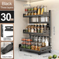 3-Tier Adjustable Spice Rack Organizer–Kitchen Seasoning Storage Shelf