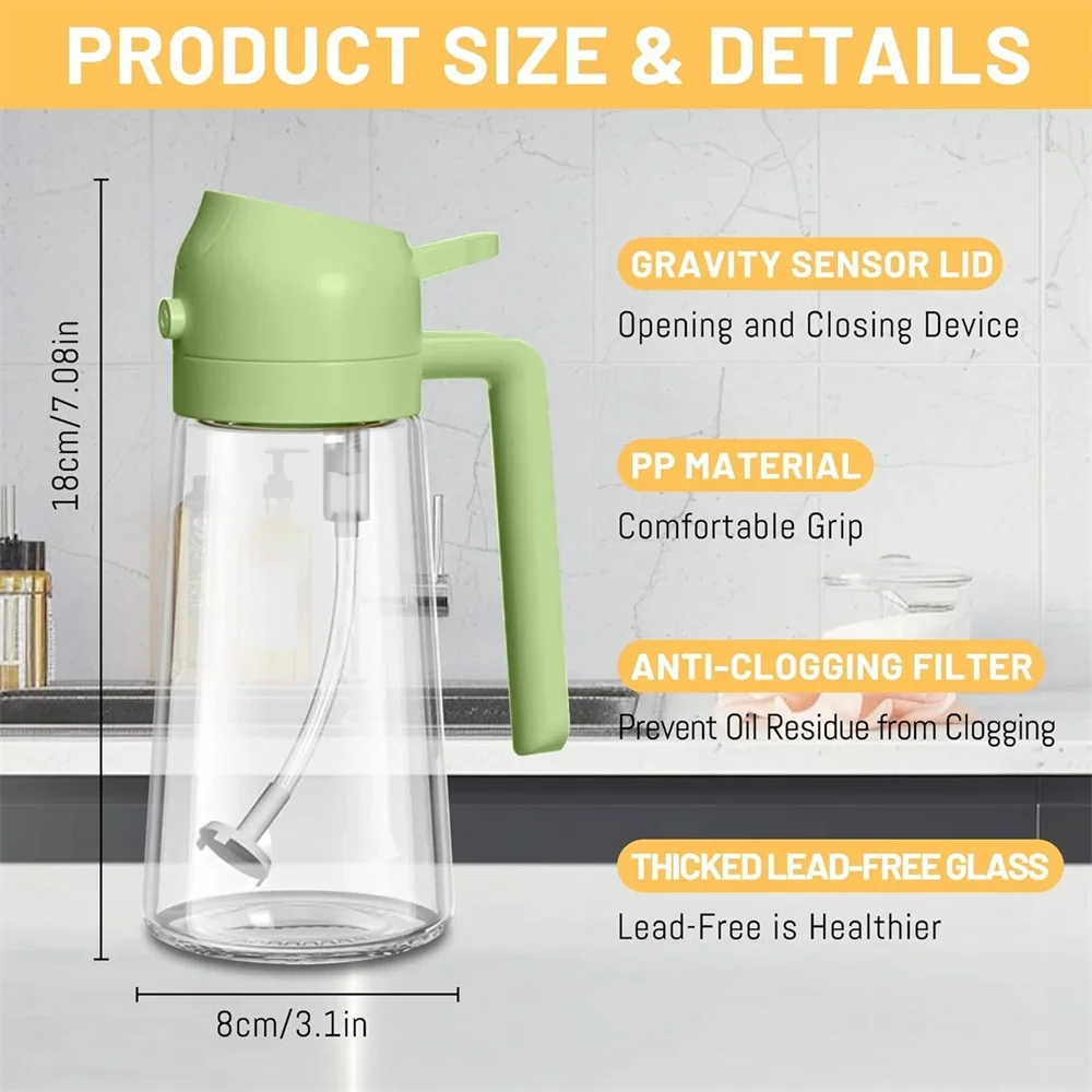 2-in-1 Olive Oil Sprayer & Pourer – Kitchen Oil Dispenser Bottle