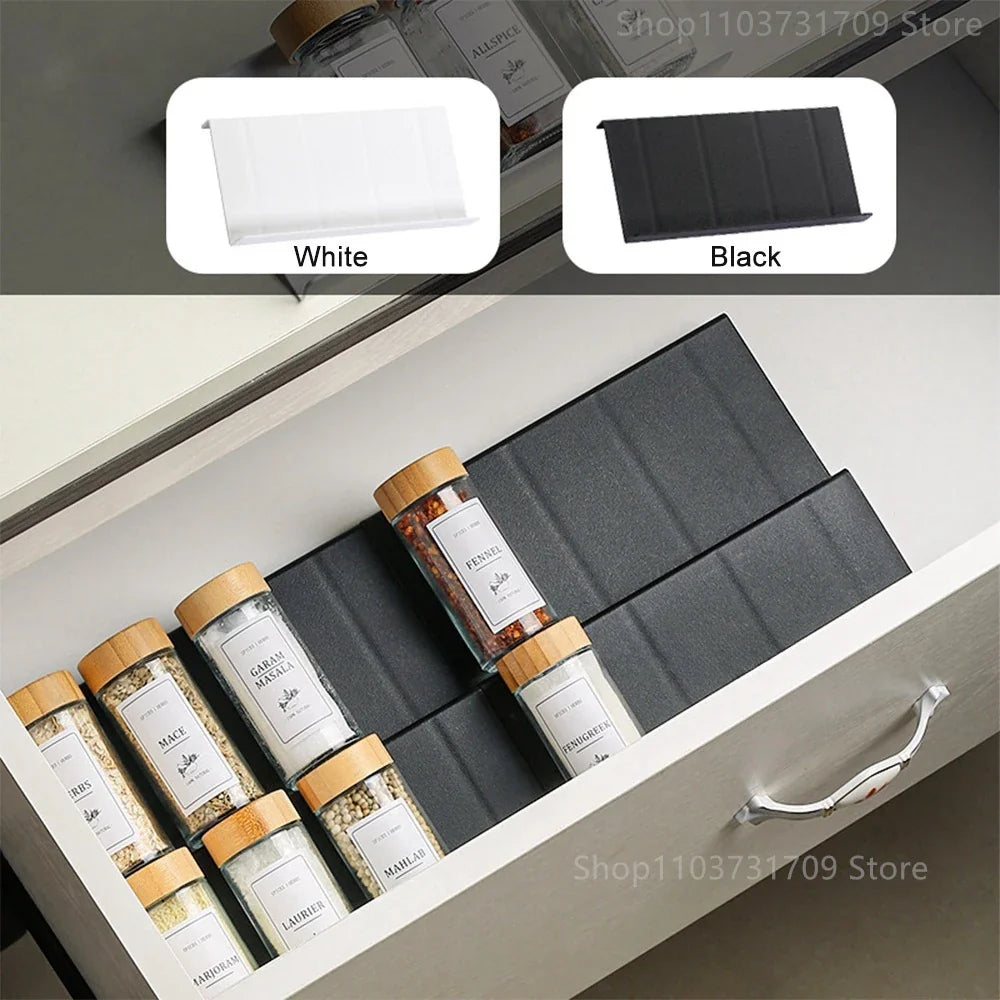 4-Layer Adjustable Spice Drawer Organizer – Kitchen Seasoning Rack