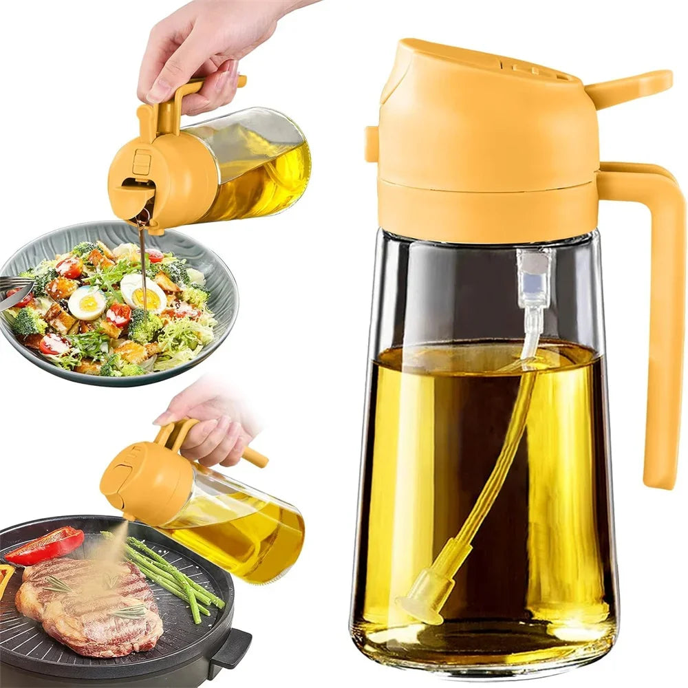 2-in-1 Olive Oil Sprayer & Pourer – Kitchen Oil Dispenser Bottle