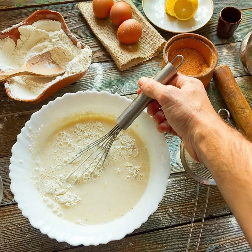 Handheld Egg Mixing Whisk – Manual Stainless Steel Kitchen Egg Beater