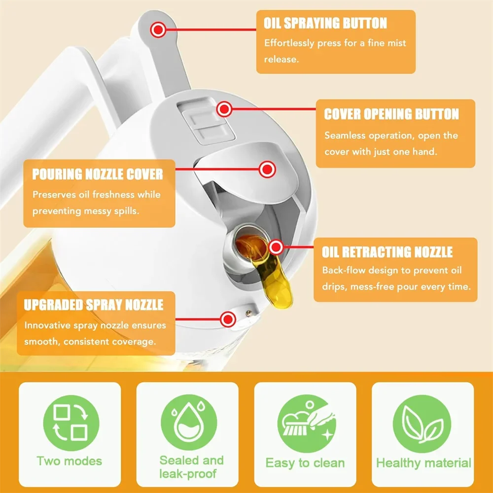 2-in-1 Olive Oil Sprayer & Pourer – Kitchen Oil Dispenser Bottle
