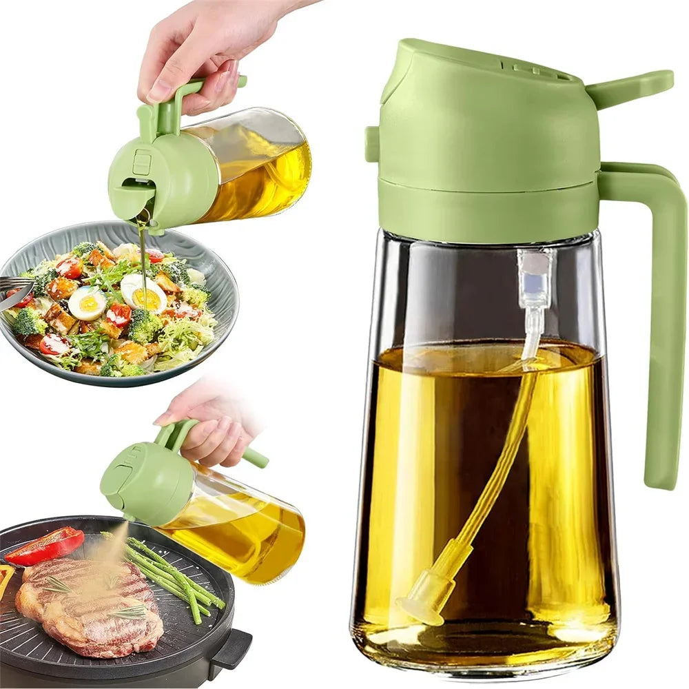 2-in-1 Olive Oil Sprayer & Pourer – Kitchen Oil Dispenser Bottle