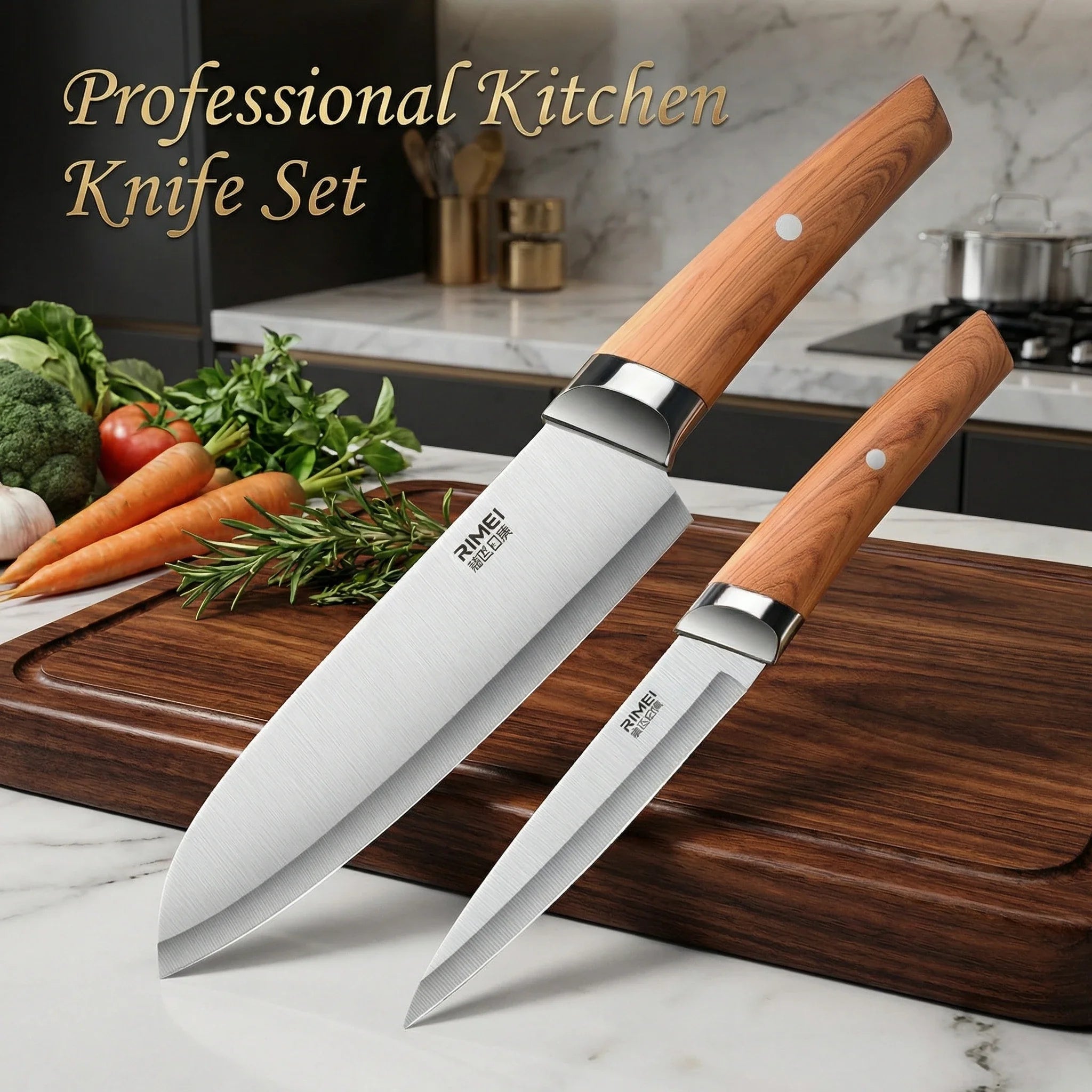 3-Piece Professional Kitchen Knife Set -Stainless Steel Chef Knives