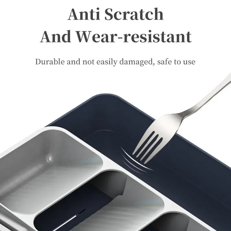 Expandable Cutlery Drawer Organizer with Knife Holder–Kitchen Utensil
