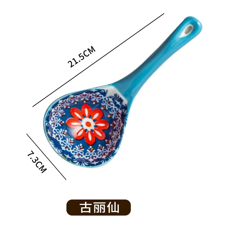 Bohemian Ceramic Ladle Household Large Scoop Spoon –Kitchen Soup Spoon