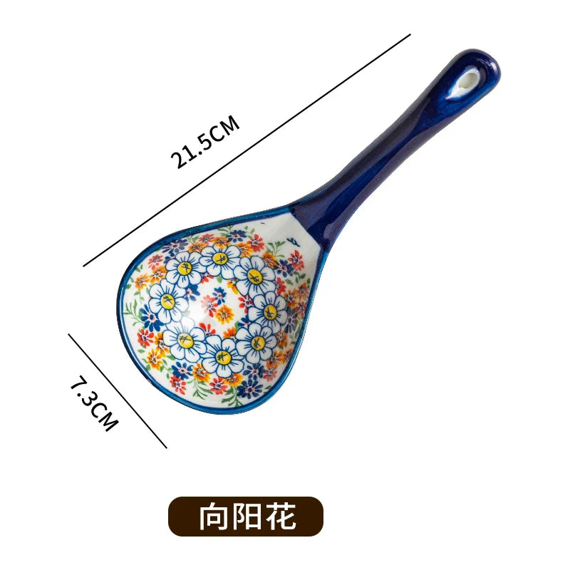 Bohemian Ceramic Ladle Household Large Scoop Spoon –Kitchen Soup Spoon
