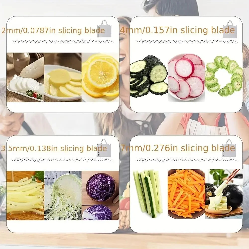 4-in-1 Vegetable Slicer with Thickness Adjuster – Kitchen Cutting Tool