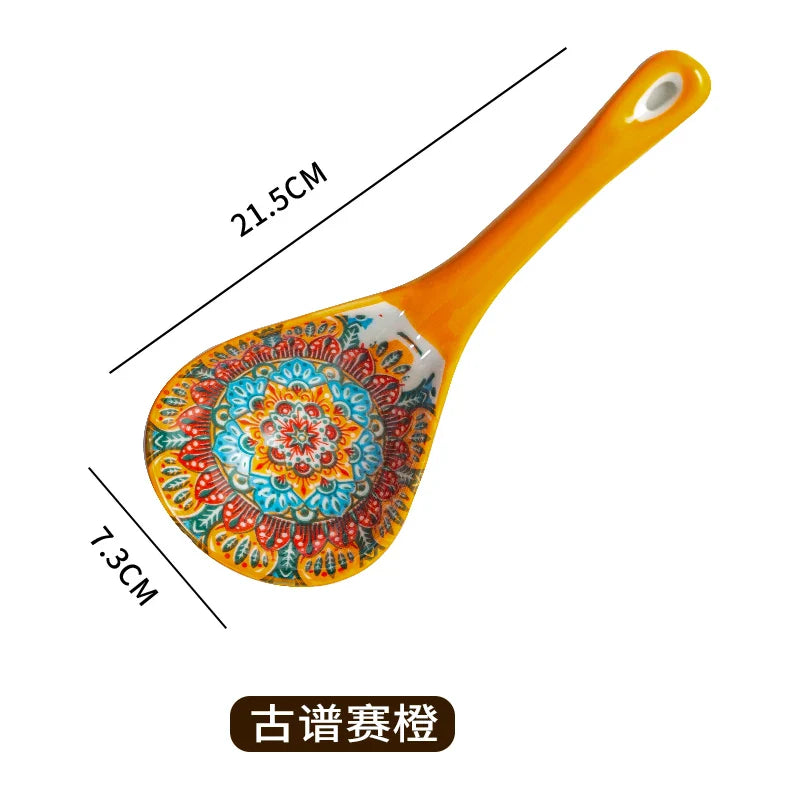Bohemian Ceramic Ladle Household Large Scoop Spoon –Kitchen Soup Spoon