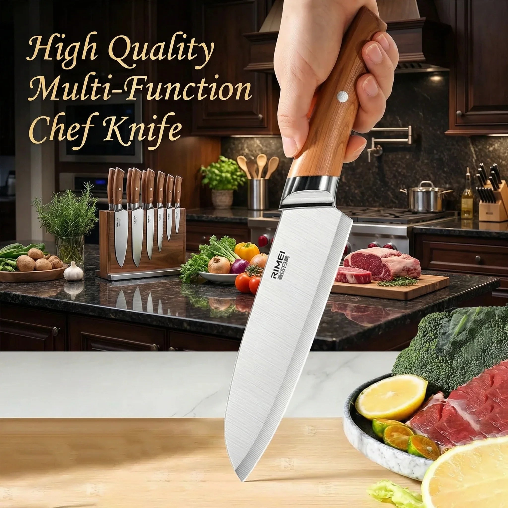 3-Piece Professional Kitchen Knife Set -Stainless Steel Chef Knives