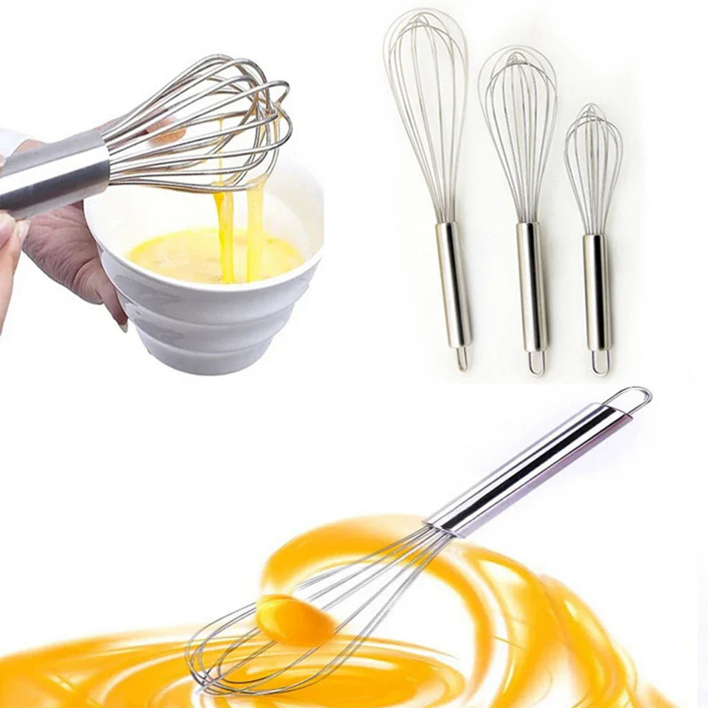 Handheld Egg Mixing Whisk – Manual Stainless Steel Kitchen Egg Beater