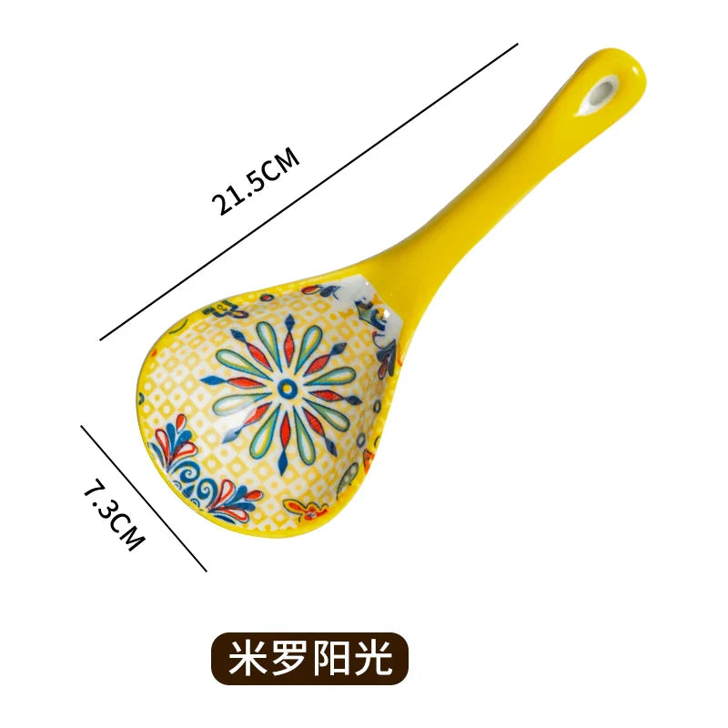 Bohemian Ceramic Ladle Household Large Scoop Spoon –Kitchen Soup Spoon