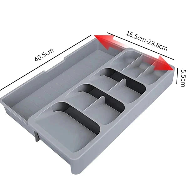 Expandable Cutlery Drawer Organizer with Knife Holder–Kitchen Utensil