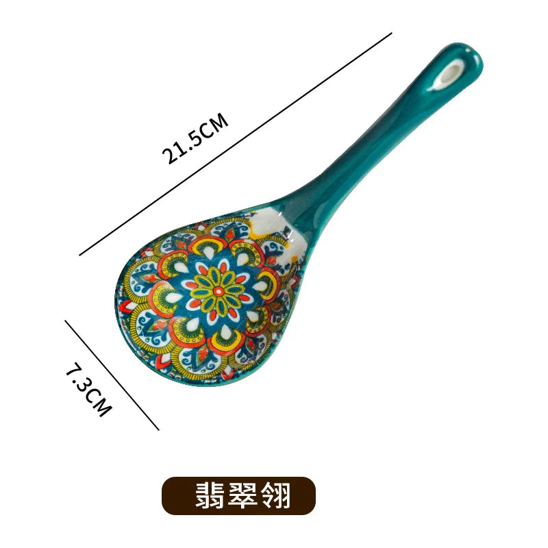 Bohemian Ceramic Ladle Household Large Scoop Spoon –Kitchen Soup Spoon