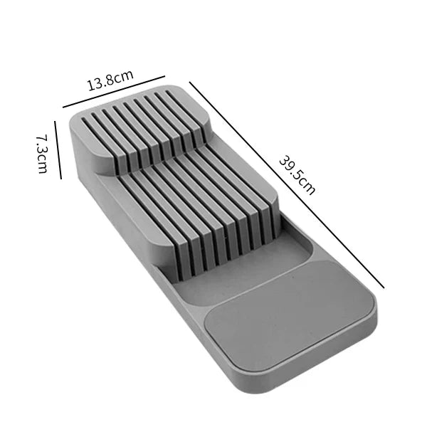 Expandable Cutlery Drawer Organizer with Knife Holder–Kitchen Utensil